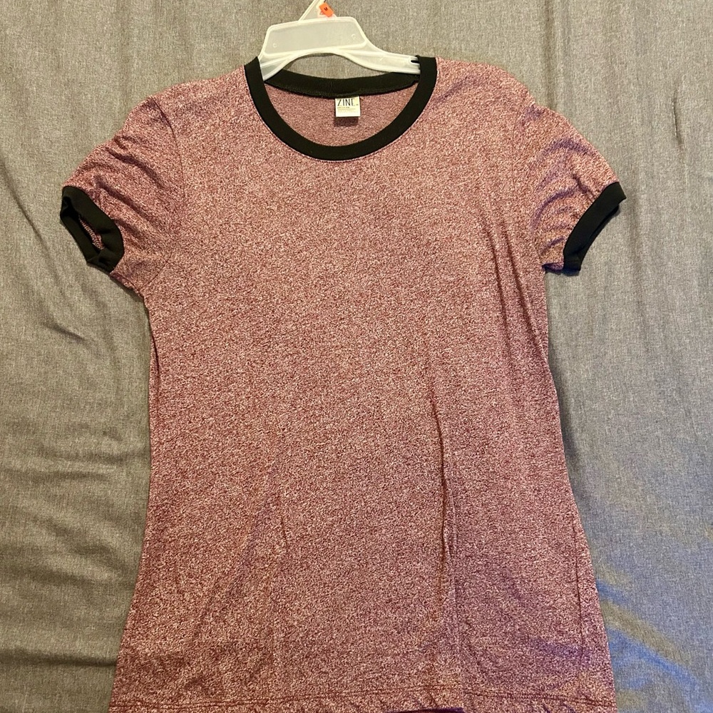 Zine Clothing Heathered Pink Ringer Tee